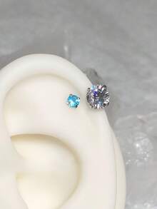 Khuyên tai sụn hình móng ngựa 18G kèm đá CZ thay thế, khuyên mũi đôi có ren trong, khuyên tai thép không gỉ 8mm, trang sức xỏ khuyên tai vành tai, khuyên môi. - Nhiều màu - Xem 5