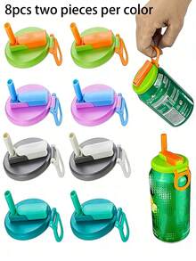 Reusable Straw Containers, Drink Lids, And Plastic Crafts Are Summer Essentials, Perfect For Home, Office, Camping, And Travel. Practical Design And Sturdy Construction Make Them Ideal For Holding Soft Drinks, Beverages, And Juices. - Multicolor - View 13