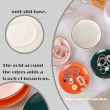 5.3 Inch Jewelry Dish Tray Small Jewelry Tray For Women Orange Ceramic Trinket Dish Catch All Tray For Ring Earring Necklace Bracelet Key - Pink - View 4