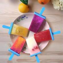 9件套塑料冰淇淋模具套装，不含邻苯二甲酸酯，包含果冻模具、冰格、冰棒模具、可重复使用的冰棒棍，自制冰棒制作器，含厨房用具和配件 - 彩色 - 查看 4