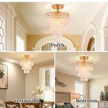 直径7.87英寸 x 高11英寸的豪华水晶吊灯，吸顶式安装，适用于卧室、走廊、客厅、女孩房、餐厅、浴室。（不含灯泡） - 20厘米/7.87英寸 - 查看 6