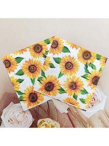20 pièces Serviettes en papier jetables tournesol - Idéal pour les mariages, les après-midi de thé, le printemps, les mariages et les fêtes, la décoration de fête pastel, les serviettes d'anniversaire heureux, les serviettes, les serviettes de fête, la décoration de table, les serviettes jetables - multicolore - Voir 2
