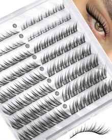 Fox Eye Lash Clusters - Natural Individual Eyelash Extensions (8-14MM) - Cat Eye & Anime Style - Wispy Spikes For Volume & Definition - Easy Application Pre-Mapped Clusters - Viva La Leopard - Visa 1