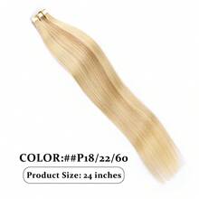 Tóc nối PU trong suốt dành cho nữ - Tóc thẳng, phù hợp với mọi loại tóc, màu vàng đồng bóng, không đường nối, giúp tăng độ dày tự nhiên cho tóc, tóc nối bền chắc. - S18/22/60 - Xem 3
