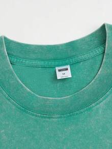 I Bite Graphic Tee Washed T-Shirt Holiday Gifts Y2K Men's Graphic Tees, Street - Style Vintage Washed T - Shirts, 230G Cotton T - Shirts, 100% Pure Cotton, Unisex Graphic Tees  Halloween Back To School  Shirts - 薄荷藍 - 查看 4