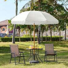 7.5ft Patio Umbrella With Tassels, Fringe Portable Beach Umbrella, Umbrella Outdoor Patio With Crank Operating Mechanism, Tilting Aluminum Pole, Fiberglass Ribs For Garden, Pool, Cream - 白色 - 查看 8