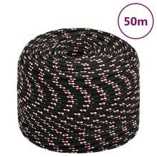 vidaXL Bootsseil Schwarz 6 mm 50 m Polypropylen Gartenseil, DIY-Projekte mit gedrehtem Seil für drinnen und draußen, Gartenseilbinden, Gartendekorationen, Partys, Boote im Freien - A - Übersicht 1