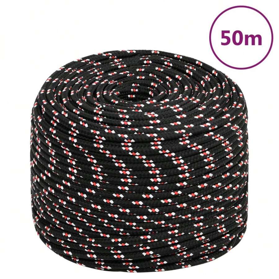 vidaXL Bootsseil Schwarz 6 mm 50 m Polypropylen Gartenseil, DIY-Projekte mit gedrehtem Seil für drinnen und draußen, Gartenseilbinden, Gartendekorationen, Partys, Boote im Freien - A - Übersicht 1