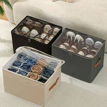 Foldable Fabric Shoe Storage Box, Holds Up To 12 Pairs, Large Capacity Covered Shoe Organizer, Suitable For Wardrobe, Transparent Lid For Dust-Proof And Moisture-Proof, Washable Multi-Purpose Shoe Box For Home, School, Dorm - Multicolor - View 2