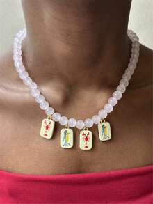 Handmade Beaded Colorful Multi-Pendant Necklace, Suitable For Summer Beach Vacation, Featuring Fish & Lobster Pendants - Beaded Necklace - View 2