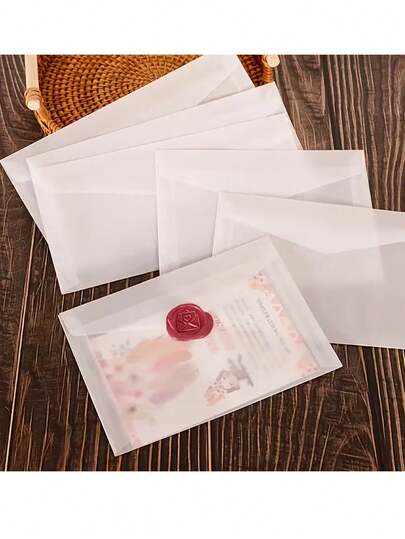 10 chiếc phong bì bán trong suốt thanh lịch, phong bì giấy vellum mini, thích hợp cho thiệp chúc mừng - Phong bì thiệp mời thủ công tự làm, thích hợp cho thiệp cưới, trang trí tiệc cô dâu, trang trí bàn sự kiện, phong bì gửi quà tặng tiệc tùng, thiệp sinh nhật và tốt nghiệp (Không bao gồm tem sáp)