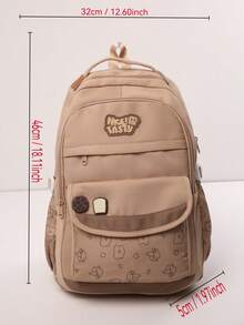 Cute Cartoon Print Backpack For Women, Large Capacity Middle/High School Bag, Casual Versatile Travel Rucksack - A - View 3