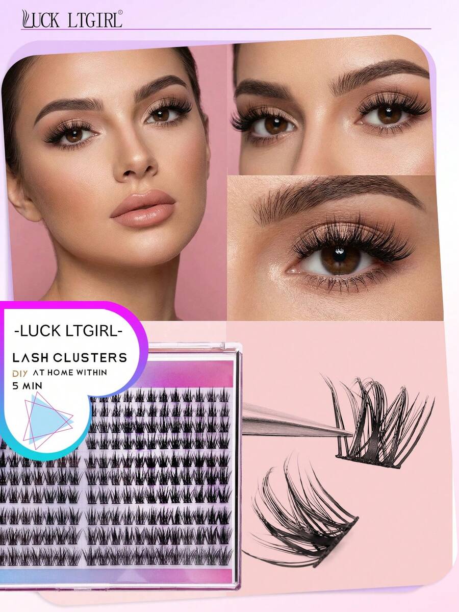 LUCK LTGIRL 240pcs C/D Curl 10-16mm Natural Reusable Soft False Eyelashes DIY Extension Kit With Tools - View 1
