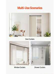 Multi-Functional No-Drill Stainless Steel Telescopic Curtain Rod, Thickened Extendable Tension Rod For Curtain, Shower Curtain, Clothes Drying Rack, Wardrobe Support, Easy Installation Without Drilling Holes, Adjustable Length To Fit Various Spaces - S - View 7