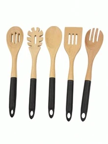 1/5pcs High-End Quality Wooden Cooking Tools, Non-Stick Wooden Spoons And Spatulas, Wooden Ladles, Strainers And Cooking Spoons, Spatulas, Suitable For Serving Soup, Steak, Honey, Tea, Milk, Desserts, Cereal, Kitchen, Restaurant And Other High-Temperature Cooking, Non-Stick Pans, Heat-Resistant, Easy To Clean, Durable, Essential Kitchen Items. - Multicolor - View 17