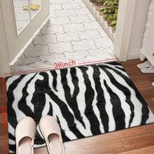 1PC  Zebra Stripe Pattern Print Design 5x7 Washable Area Rugs For Living Room Bedroom, Velvet Material Low-Pile Carpet Suitable For Indoor Outdoor High Traffic Areas,  Soft Texture Holiday Print Mat - A - Xem 5