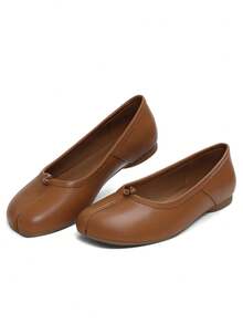 Tabi Ballet Flats Shoes For Women Rounde Toe Split Toe Low Heel Comfortable Flats Casual Shoes - 黃色 - 查看 2