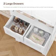 57.8" H Tall Bathroom Storage Cabinet with 4 Doors and 2 Adjustable Shelves Freestanding Bathroom Cabinet with 2 Drawers Kitchen Cabinets and Pantry Cupboard for Kitchen Dining Room White - Blanco, 2 cajones - Ver 7