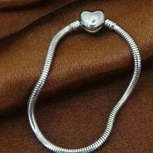 1 European And American Stainless Steel Heart-Shaped Simple Style Personalized Design Fashionable Versatile Bracelet Women's DIY Jewelry - Steel - View 1