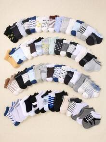 16双男婴袜子，时尚条纹图案幼儿短袜。休闲运动两相宜，四季皆宜。圣诞节/感恩节礼物。 - 彩色 - 查看 13
