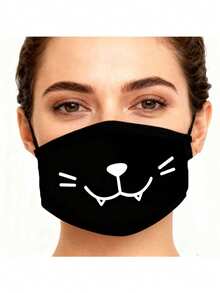 Cute Expression Face Mask, Funny Black Expression Mask, Windproof And Warm, Washable, Suitable For Hiking, Photography, Parties And Cosplay. Women's Winter Clothing - Multicolor - View 4