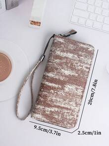 HOVI'S Unisex Long Zipper Wallet - Fabric Material, Large Capacity (Fits Phone), With Wrist Strap, Ideal Daily Organizer & Gift For Men - Khaki - View 10