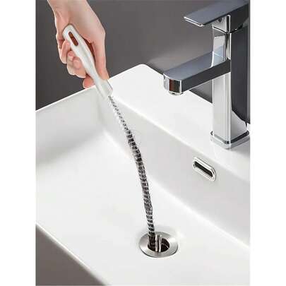 1/3 piezas Cepillo flexible para limpiar fregaderos y tuberías de desagüe, herramienta manual para destapar sin electricidad, apta para inodoro, baño, cocina, limpiador de desagüe mejorado de 60 cm, para desatascar el cabello en el fregadero, cepillo para limpieza de tuberías de desagüe