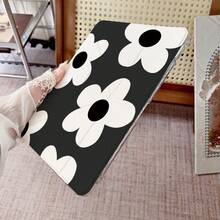 1 Stück ästhetische minimalistische weiße Blumen Muster 3+Y Falt Multi-Winkel Magnetständer Tablet Hülle mit Stiftfach & Auto Sleep/Wake Schutzhülle, kompatibel mit iPad PRO/AIR, kompatibel mit SAMSUNG, kompatibel mit XIAOMI Pad 5/6/38 - Verschiedenfarbig - Übersicht 5