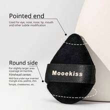 Borla de terciopelo con forma de gota de agua Mooekiss, para contorneo y fijación precisa, suave, para principiantes en maquillaje y maquillaje diario - Negro - Ver 3