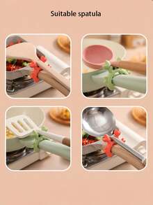 1pc/2pcs Kitchen Stove Silicone Spoon Rest Holder, Movable Countertop Storage Rack - Multicolor - View 19
