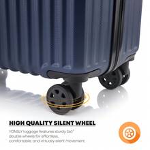 YONSLY Large Suitcase 20/24/28 Inches With YKK Zipper TSA Lock 4 360° Wheels Spinner Mesh Pocket Soft Rubber Handle Travel Suitcase For Short Trips - 深藍 - 查看 5