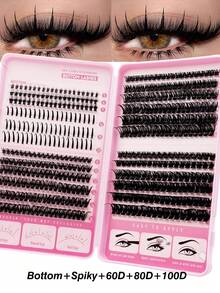 Rikuaild Bộ dụng cụ nối mi Lash Book Kit, 378/414/468 sợi mi giả D Curl, 60 sợi mi dưới + 60 sợi mi giả Fairy Spiky + 258 sợi mi giả 60D150D200D, kèm keo dán mi, nhíp và cọ, thích hợp để nối mi tại nhà. - Nhiều màu - Xem 11