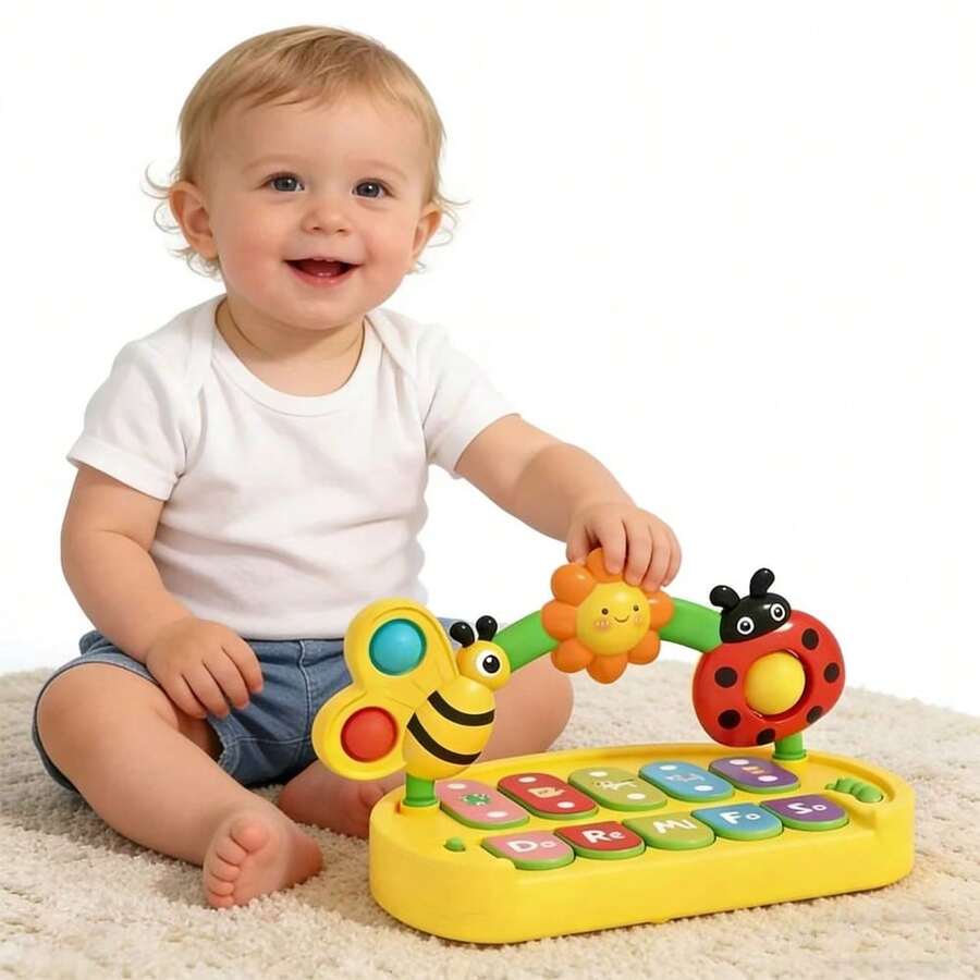 Cute Animal Music Keyboard Baby Toy | Illuminating Musical Toy With Bee And Ladybug | Educational Piano For Toddler Boys And Girls | Perfect Birthday Gift