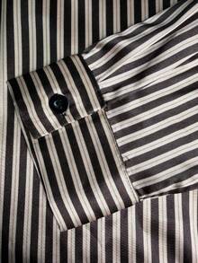 Women's New Bestselling Elegant Commuter Shirt, Brown Striped Design - Comfortable, Casual, Minimalist, Suitable For Office Wear Spring - Brown - View 5