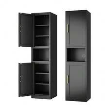 Tall Narrow Storage Cabinet 66.93" H Tall Bathroom Cabinet Metal Pantry Cabinets 4 Adjustable Shelves for Kitchen Home Office Living Room Dinning Room 16 inches Wide Black - Negro - Ver 2