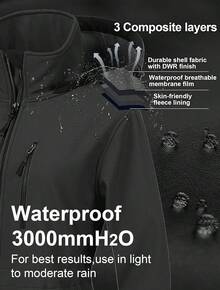 Women's Waterproof Long Trench Coat Fleece Lined Softshell Jacket Lightweight Hooded Raincoat Warm Windbreaker For Outdoor Running Hiking - 灰色 - 查看 4
