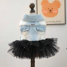 PETCIRCLE 1pc Pet Dress, Dog Dress, Princess Dress, Casual Dress For Small Dogs - Starry Dress - Blue - View 10