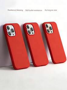 Liquid Silicone 3-Layer Full Coverage Soft Protective Phone Case, Compatible With IPhone 17, 17 Air, 17 Pro, 17 Pro Max, Shock-Absorbing, Scratch-Resistant Microfiber Lining, Also Fits 13, 11, 16 Pro Max, 15, 14 Plus, 12 Mini, XS Max, 7, 8 Plus - Red - View 7