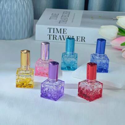 1 chai nước hoa hình khối lập phương nhiều màu sắc 10ml, chai thủy tinh xịt phun sương mịn, hộp đựng mỹ phẩm cỡ nhỏ có thể tái sử dụng, màu ngẫu nhiên, dùng để đựng nước hoa, tinh dầu, mỹ phẩm dạng lỏng.