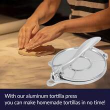Heavy-Duty Dumpling Wrapper Press - Sturdy Tortilla Maker For Preparing Flour Tortillas, Grilled Tortillas, And Burritos - Silver - View 5
