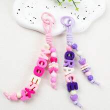 1pc Customized Colorful Letter Bag Charm, Multi-Color Beaded, Floral Keychain, Personalized Handmade Gift For Friends And Family - Colorful Keychains - View 2