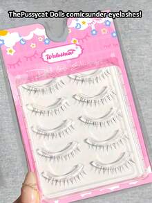 Waloshow 5 Cặp nối mi dưới kiểu hoạt hình, mi dưới uốn cong hình chữ J, mi giả lông chồn châu Á nhẹ, mi dưới từng sợi, nối mi dưới tinh tế. - phong cách chéo - Xem 2