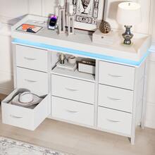 Caluself Chest Of Drawers With 8 Drawers, Side Table For The Living Room, Chest Of Drawers That Can Be Used As A Dressing Table Or Storage Furniture, Chest Of Drawers With 8 Fabric-Covered Drawers - trắng - Xem 2