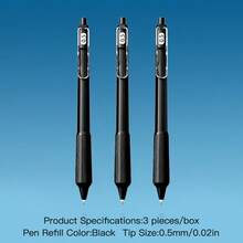 Bộ 3 bút bi rút Black Warrior màu đen, trọng tâm thấp, chất lượng cao, kiểu dáng tối giản, thích hợp cho học sinh, làm bài kiểm tra, văn phòng phẩm. - bút gel - Xem 13