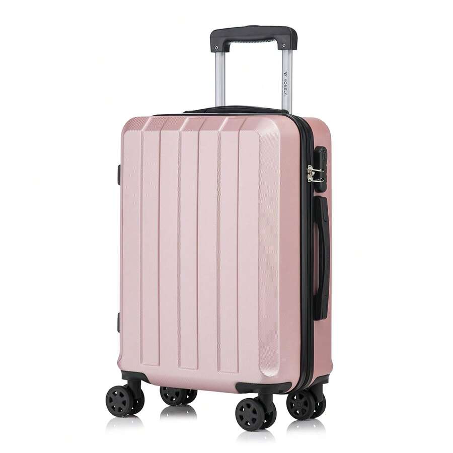 YONSLY Suitcase 16/20/24/28 Inch With 4 Wheels, 360° Combination Lock, Mesh Compartment, Soft Rubber Handle, Lightweight, Shockproof Trolley Suitcase, Carry-On Hard Shell Suitcase