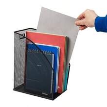 Mind Reader Vertical File Storage Desktop Organizer Workspace Office Metal Mesh 6.25"L x 10"W x 12.5"H Set of 2 Black - negro - Ver 5