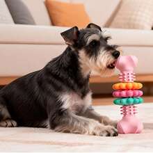 可爱多彩骨头形状狗狗玩具,耐用幼犬磨牙玩具,互动宠物玩具,适合小型和中型犬,缓解无聊并护理牙齿的狗狗玩具套装,超耐用骨头形状狗狗磨牙玩具 - 粉色 - 查看 3
