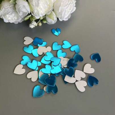 100pcs Heart-Shaped Acrylic Mirror Wall Stickers, Decorative For Bathroom, Living Room, Bedroom, Gym, Dorm, Phone Case