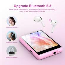 SWOFY 64GB 蓝牙 5.3 MP3 播放器，2.4 英寸触摸屏，便携式数字音频播放器，带高清扬声器、FM 收音机，支持最大 512GB 存储卡 - 查看 6