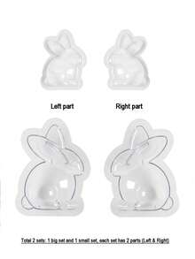 2 khuôn làm sôcôla hình thỏ Phục Sinh bằng nhựa trong suốt, 3 dụng cụ làm bánh sôcôla hình trái tim. - Trong sáng - Xem 5